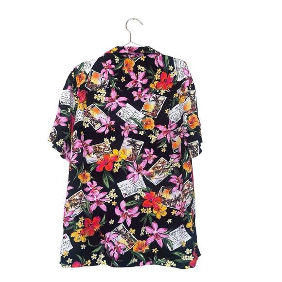 George Men’s Pink Tropical Floral Button Front Short Sleeve Hawaiian Style - Picture 4 of 7